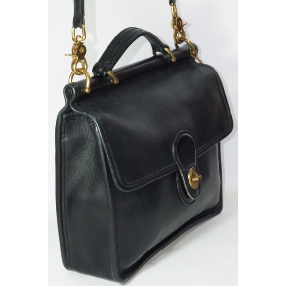 Coach Crossbody Handbag Vintage Black Leather - Picture 2 of 8